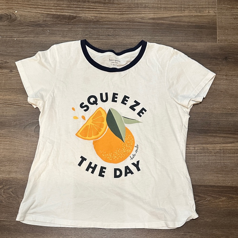 Kate Spade White Tee with Orange Graphic